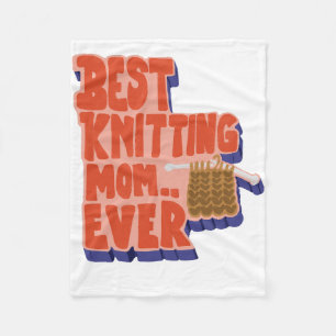 Best Knitting Mum Ever Retro Vintage Typography Fleece Blanket