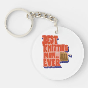 Best Knitting Mum Ever Retro Vintage Typography Key Ring