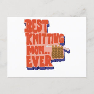 Best Knitting Mum Ever Retro Vintage Typography Postcard