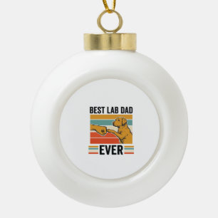 Best Lab Dad Ever Labrador Vintage T-Shirt Design_ Ceramic Ball Christmas Ornament