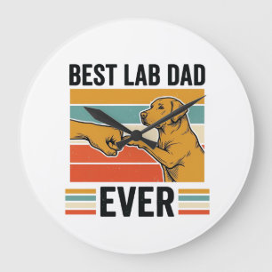 Best Lab Dad Ever Labrador Vintage T-Shirt Design_ Large Clock