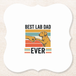 Best Lab Dad Ever Labrador Vintage T-Shirt Design_ Paper Coaster