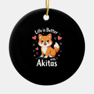 Best life with Akita Tank Top Ceramic Ornament