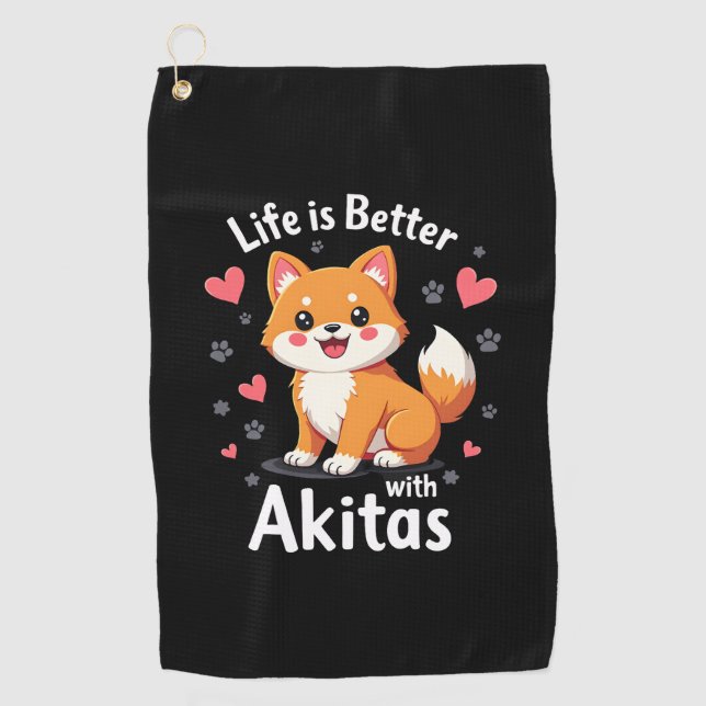 Best life with Akita Tank Top Golf Towel (Front)