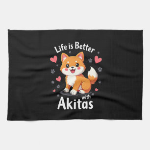 Best life with Akita Tank Top Tea Towel