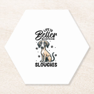 Best life with Arabian Greyhound  Paper Coaster