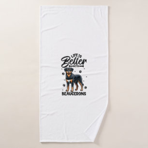 Best life with Beauce Sheepdog Bath Towel