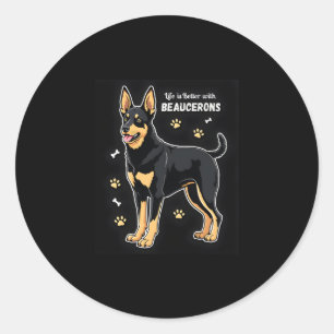 Best life with Beauce Sheepdog Tank Top Classic Round Sticker