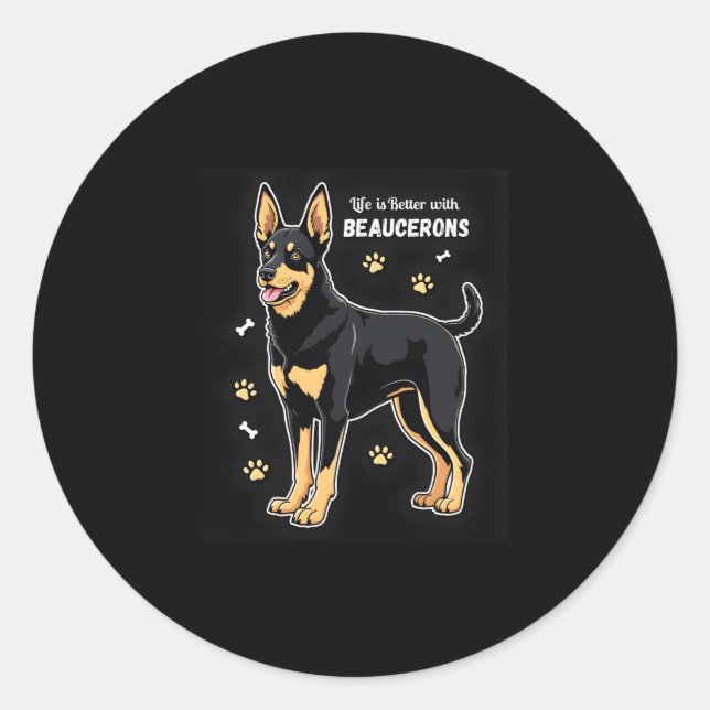 Best life with Beauce Sheepdog Tank Top Classic Round Sticker (Front)