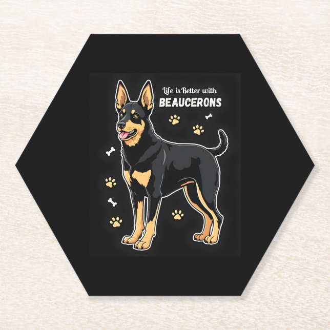 Best life with Beauce Sheepdog Tank Top Paper Coaster (Front)