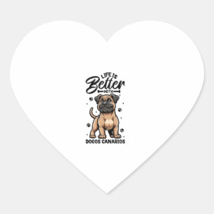 Best life with Dogo Canario Heart Sticker