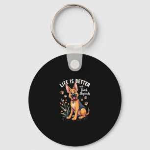 Best life with Dutch Shepherd Tank Top Key Ring