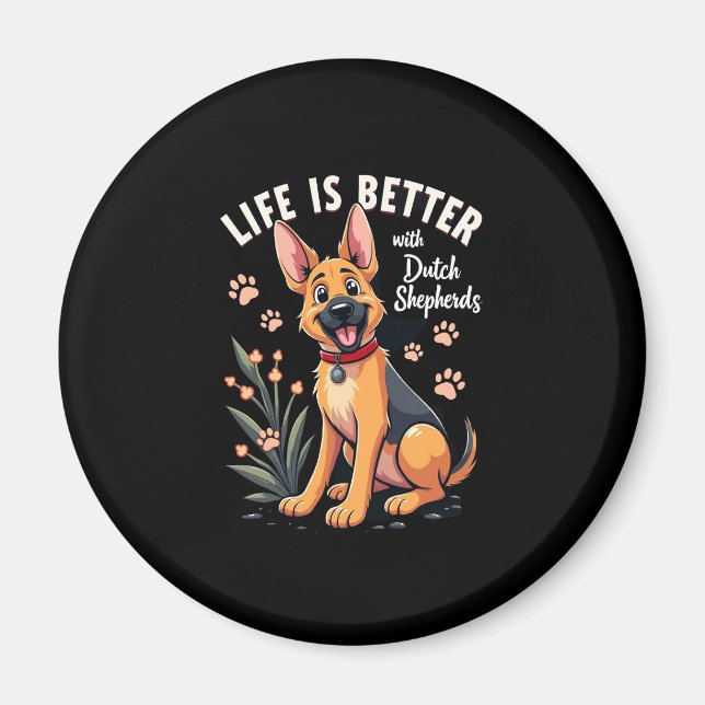 Best life with Dutch Shepherd Tank Top Magnet (Front)