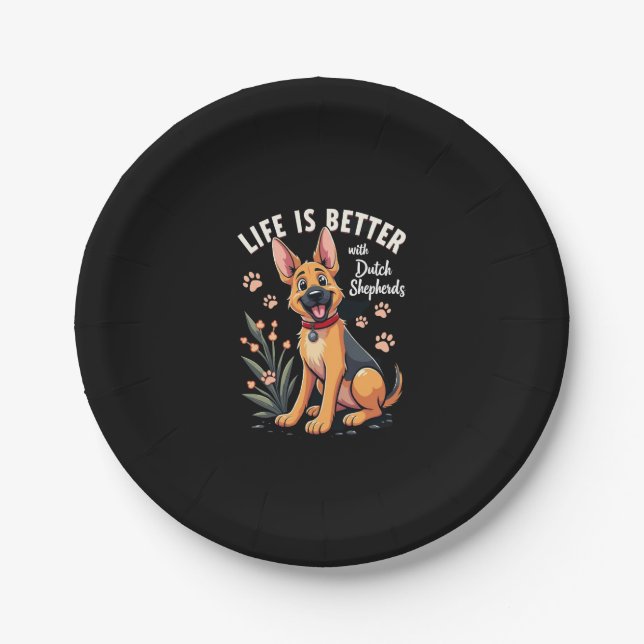 Best life with Dutch Shepherd Tank Top Paper Plate (Front)