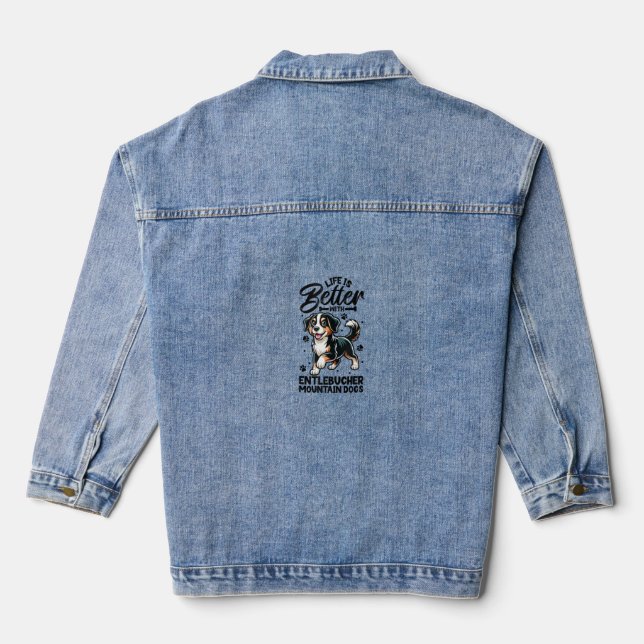 Best life with Entlebucher Mountain Dog  Denim Jacket (Back)