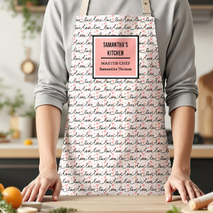 Best Love Gift Apron Pink Black Hearts Love Letter