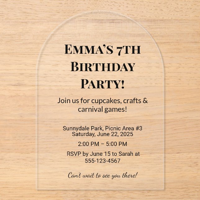 Best Luxury Clear Acrylic Birthday Party  Acrylic Invitations (Front)