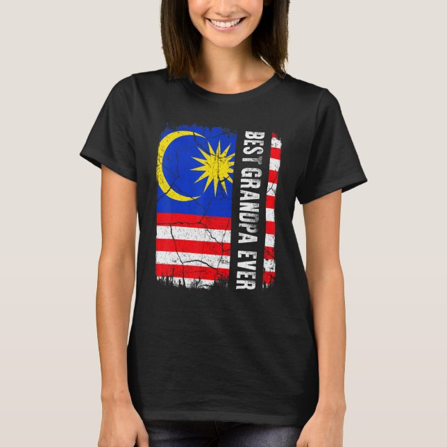 Best Malaysian Grandpa Ever Malaysia Flag Father's T-Shirt (Front)