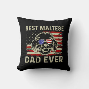 Best Maltese Dad Ever: Patriotic USA Maltese Dog Cushion