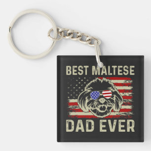 Best Maltese Dad Ever: Patriotic USA Maltese Dog Key Ring