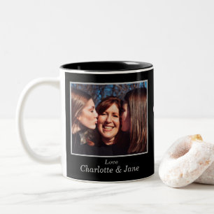 Best Mama Customisable Stripe Circle Photo  Two-Tone Coffee Mug