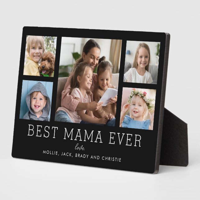 Best Mama Ever Children 5-Photo Collage Custom Plaque (Side)