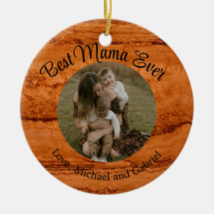 Best Mama ever, Copper Canyon Granite, amber gold  Ceramic Ornament