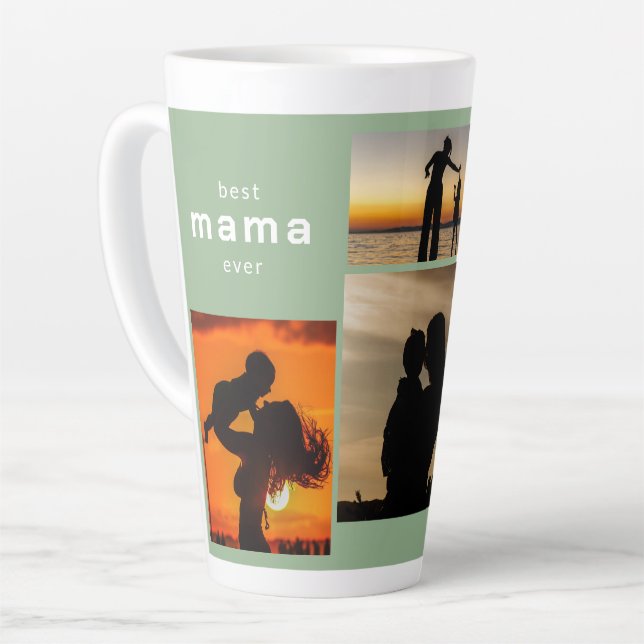 Best Mama Ever Custom Photo Gift Latte Mug (Left Angle)
