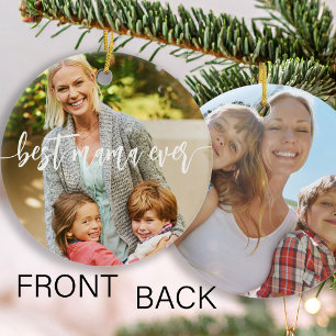 Best mama ever double sided photo keepsake ceramic ornament