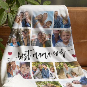 Best mama ever modern 12 photo collage fleece blanket