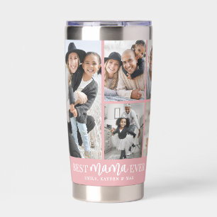 Best Mama Pink Photo Collage Insulated Tumbler