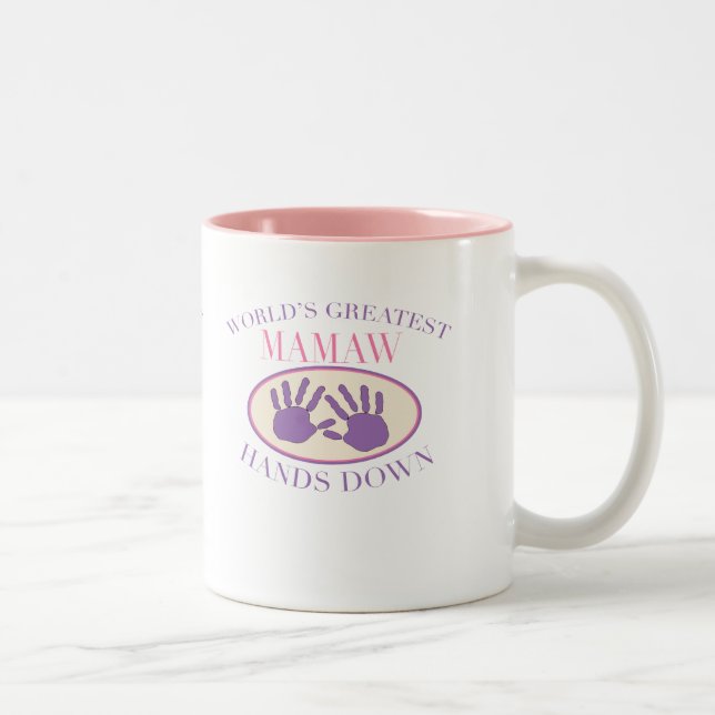 Best Mamaw Hands Down T-shirt Two-Tone Coffee Mug (Right)