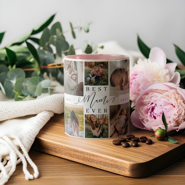 Best Mami Ever Mother's Day Photo Collage Keepsake Two-Tone Coffee Mug (Best Mami Ever Mother's Day Photo Collage Keepsake Two-Tone Coffee Mug)