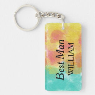 Best Man Artsy Watercolor Key Ring