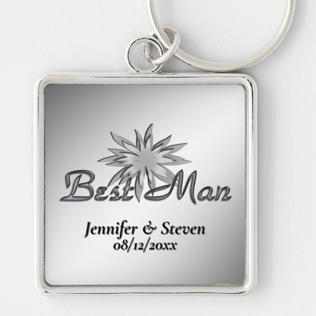 Best Man Black and White Custom Keychains (Front)