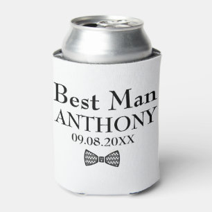 Best Man Black and White Custom Name Gifts Wedding Can Cooler