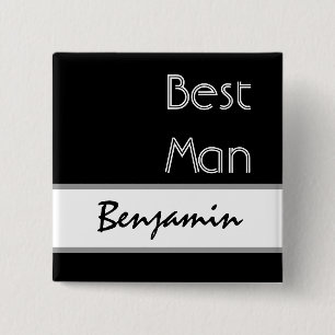 Best Man - Black and White Modern Wedding Button