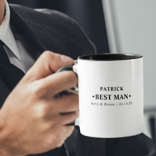 Best Man Black and White Personalised Mug