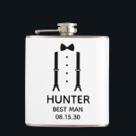 Best Man Black Bow Tie Hip Flask<br><div class="desc">This flask is a great favour for the best man in your wedding. If all your wedding party will be wearing suits this design with suspenders and a bow tie in black would be perfect. Casual yet formal. It'd be great for a bachelor weekend or bachelor party. A fun gift...</div>