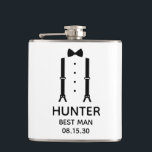 Best Man Black Bow Tie Hip Flask<br><div class="desc">This flask is a great favour for the best man in your wedding. If all your wedding party will be wearing suits this design with suspenders and a bow tie in black would be perfect. Casual yet formal. It'd be great for a bachelor weekend or bachelor party. A fun gift...</div>