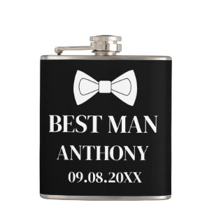 Best Man Black Elegant Modern Gifts Wedding  Hip Flask