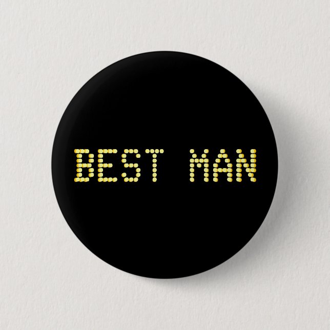 Best Man. Black & Gold Colour.  Las Vegas Wedding 6 Cm Round Badge (Front)