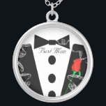 Best Man Black Tie Necklace<br><div class="desc">Keepsake Necklaces Choose either Silver Plated Gold Finish or Sterling Silver Unique Personalised Custom !st Christmas Gift Wedding Keepsake Wedding Party Necklaces - to change background colour - click customise - click edit - choose last tool in drop down menu and choose from one of the colours shown or enter...</div>