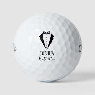 Best Man Black Tuxedo With Striped Bow Tie Golf Balls