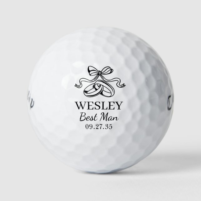 Best Man Black Wedding Rings Golf Balls (Front)