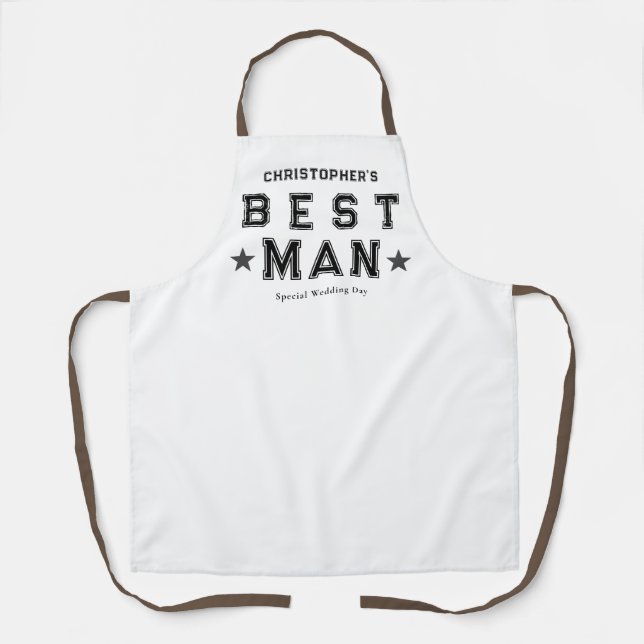 Best Man Black White Apron (Front)