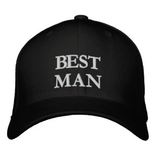 Best Man black white elegant chic wedding Embroidered Hat