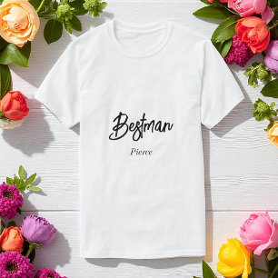 Best Man Black White Wedding Groomsmen T-Shirt
