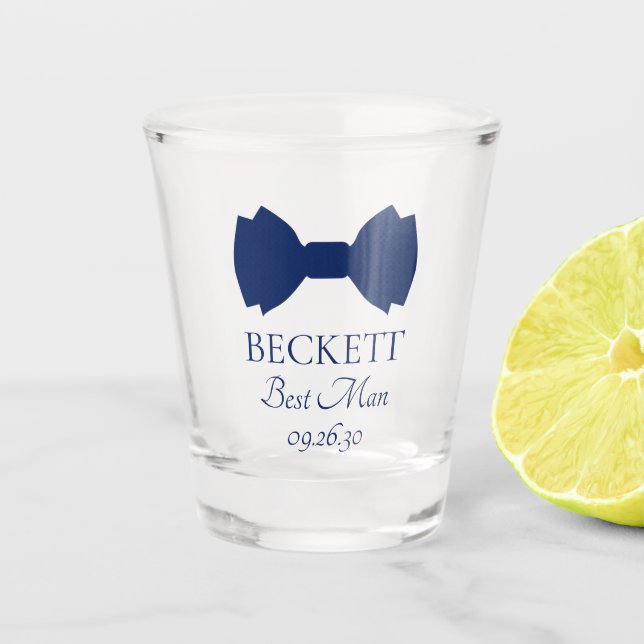 Best Man Blue Bow Tie Shot Glass (Front)
