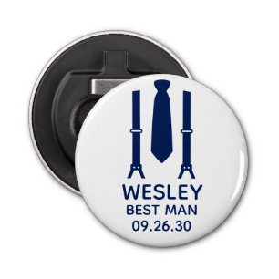Best Man Blue Tie Bottle Opener